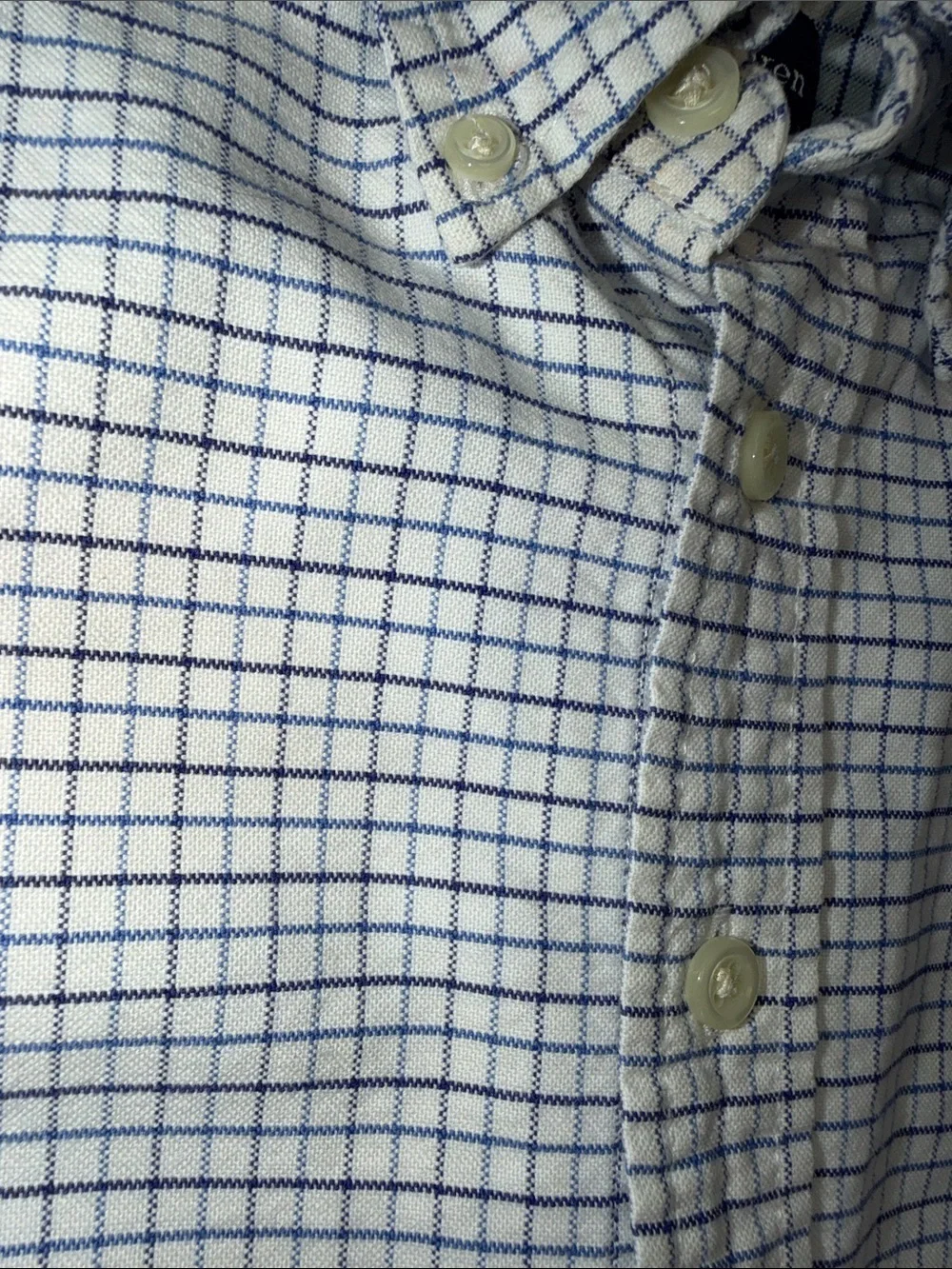 Ralph Lauren Button-Down Check Shirt - White & Blue